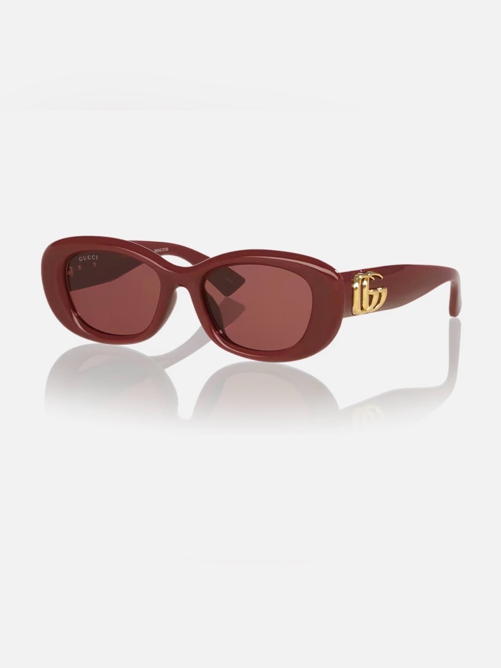 Gucci Women’s GG1829SK Burgundy oval Oversized Sunglasses with Gold Hardware